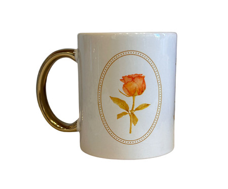 Caneca em Porcelana Golden Rosa