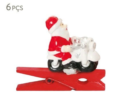 Jogo de Prendedores 3D Papai Noel na Moto | Westwing