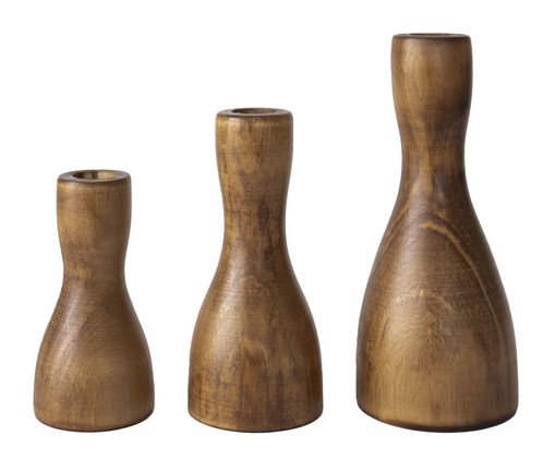 Jogo de Castiçais Botti Nogueira, Dourado | WestwingNow