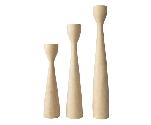 Jogo de Castiçais Slim Natural, Dourado | WestwingNow