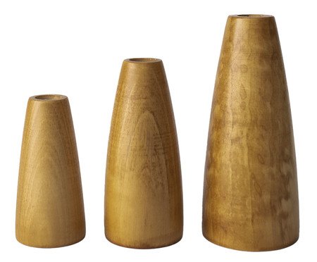 Jogo de Castiçais Cone Jatobá | Westwing