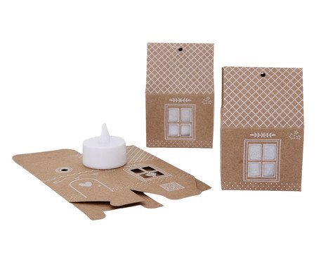 Jogo de Enfeites Natalinos Casinha com Vela Eletrônica Natural | Westwing