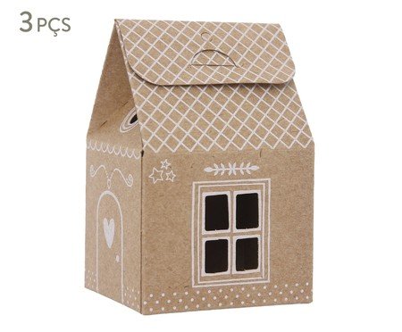 Jogo de Enfeites Natalinos Casinha com Vela Eletrônica Natural | Westwing