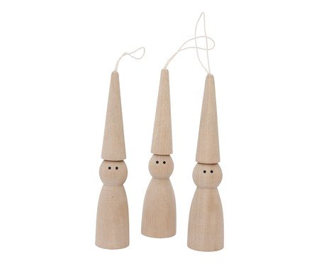 Jogo de Enfeites Natalinos Boneco Natural Clara | Westwing