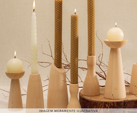 Jogo de Castiçais Cone Natural | Westwing