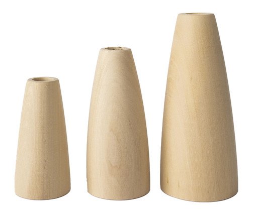 Jogo de Castiçais Cone Natural, Dourado | WestwingNow