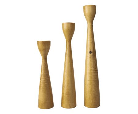 Jogo de Castiçais Slim Jatobá | Westwing