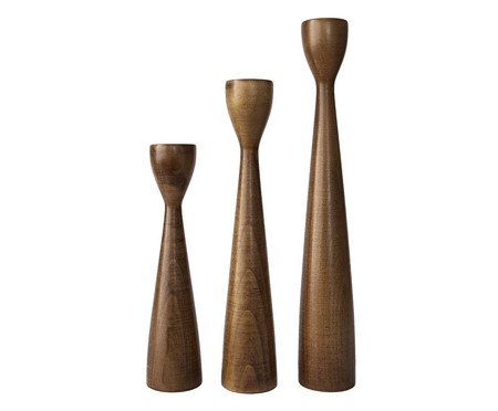 Jogo de Castiçais Slim Nogueira | Westwing