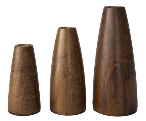 Jogo de Castiçais Cone Nogueira, Dourado | WestwingNow