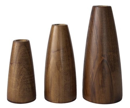 Jogo de Castiçais Cone Nogueira | Westwing