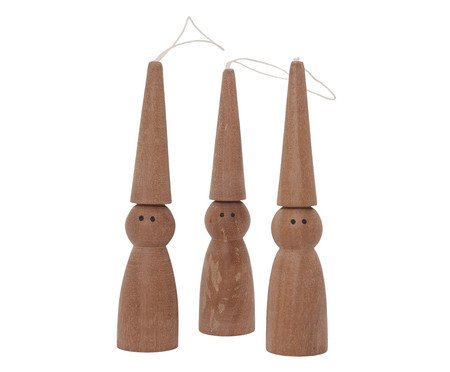 Jogo de Enfeites Natalinos Boneco Natural Escura | Westwing