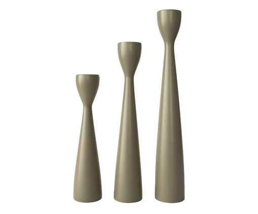 Jogo de Castiçais Slim Laca, Verde | WestwingNow