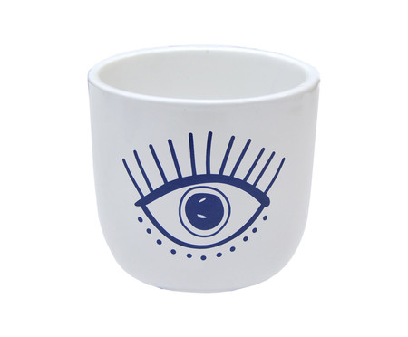 Cachepot em Porcelana Olho Grego Azul