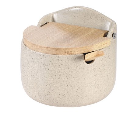 Saleiro em Cerâmica com Tampa em Bambu Grano Bege | Westwing