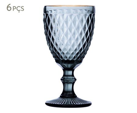Jogo de Taças para Vinho Hobnail - Cinza