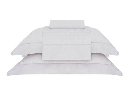 Jogo de Lençol Damask Square Penteado Cinza | Westwing