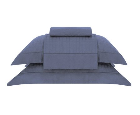 Jogo de Lençol Damask Square Penteado Azul