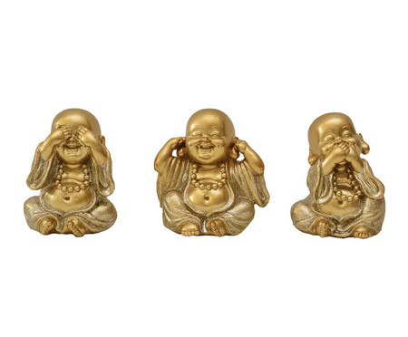 Trio de Esculturas Buda Dourado