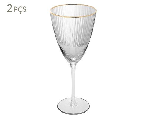 Jogo de Taças de Vinho Dourada Lines Wolff, Transparente | WestwingNow