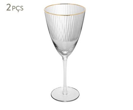 Jogo de Taças de Vinho Dourada Lines Wolff | Westwing