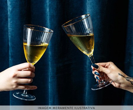 Jogo de Taças de Vinho Dourada Lines Wolff | Westwing