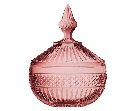 Pote Decorativo em Cristal Palace Âmbar Rosa, Rosa | WestwingNow