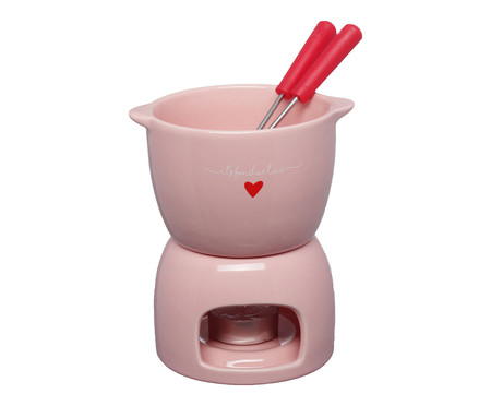 Jogo para Fondue e Porcelana Lamour Rosa