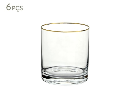 Jogo de Copos Baixos em Cristal Ecológico Barware Gold Rim, Transparente | WestwingNow