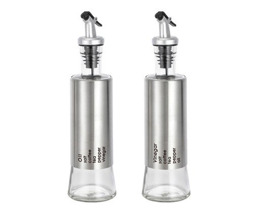 Jogo de Galheteiros em Inox Cylinder, Prata ou Metálico | WestwingNow