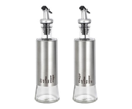 Jogo de Galheteiros em Inox Cylinder