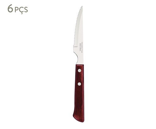 Jogo de Facas para Churrasco em Inox Tramontina Polywood Vermelho, Prata ou Metálico | WestwingNow