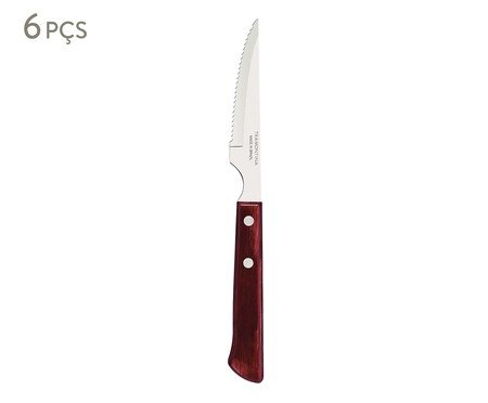 Jogo de Facas para Churrasco em Inox Tramontina Polywood Vermelho | Westwing