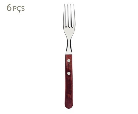 Jogo de Garfos para Churrasco Tramontina em Inox Polywood Vermelho | Westwing