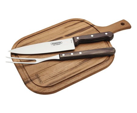 Jogo para Churrasco em Inox Tramontina Polywood Castanho | Westwing