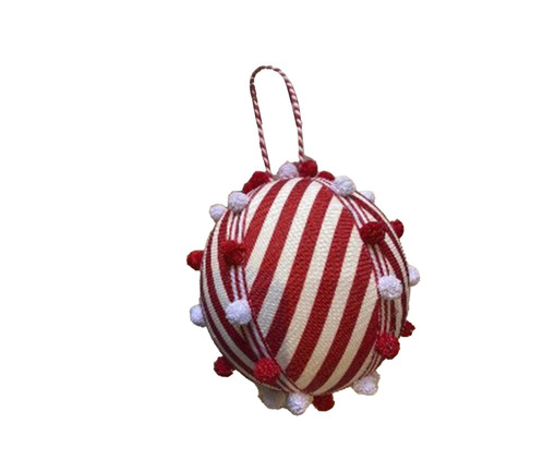 Bola Natalina com Pompom Listrada I - Vermelha, red | WestwingNow