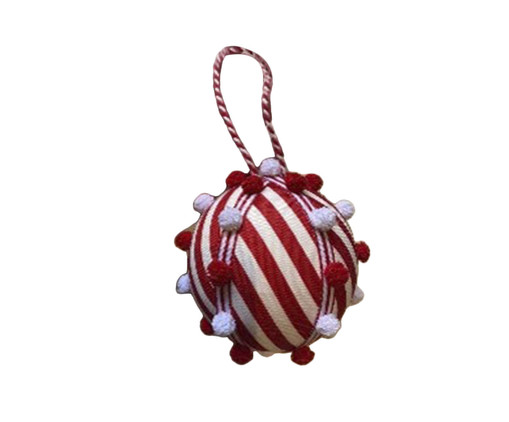 Bola Natalina com Pompom Listrada II - Vermelha, red | WestwingNow