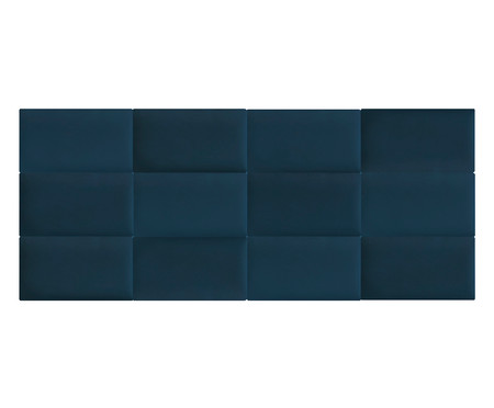 Cabeceira Modular em Veludo Duni Rectangle - Azul Prussia
