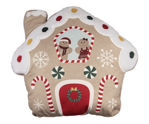 Almofada Natalina Casa Ginger com Bordado e Aplicação, multicolor | WestwingNow