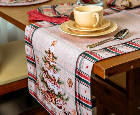 Caminho de Mesa Natalino A Magia dos Biscoitos - Creme | Westwing