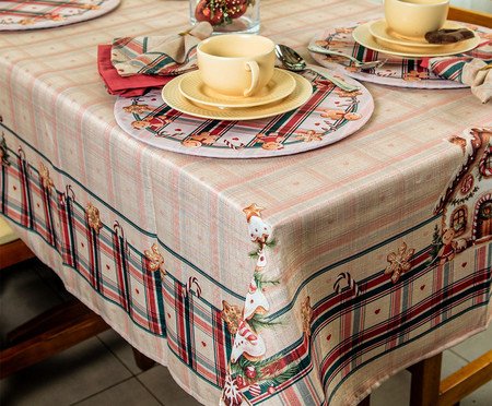 Toalha de Mesa Natalina A Magia dos Biscoitos I - Creme | Westwing