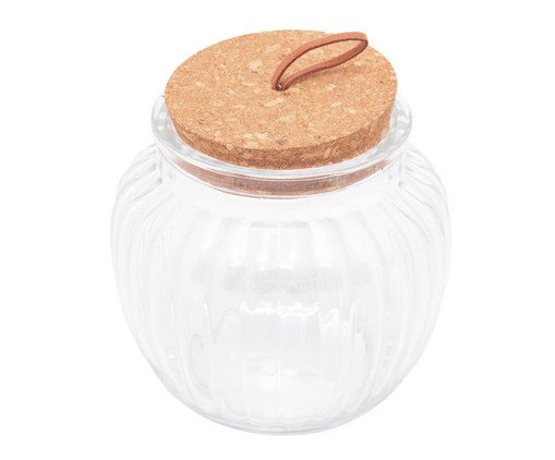 Pote com Tampa de Rolha e Puxador Classic - 600ml, Transparente | WestwingNow