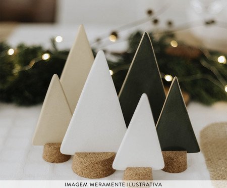 Jogo de Adornos Árvores Natalinas em Cerâmica - Verde | Westwing