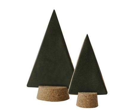 Jogo de Adornos Árvores Natalinas em Cerâmica - Verde | Westwing
