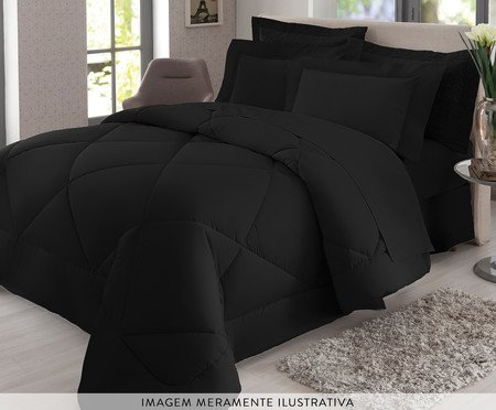 Edredom Acetinado Mollo Preto 300 Fios | Westwing