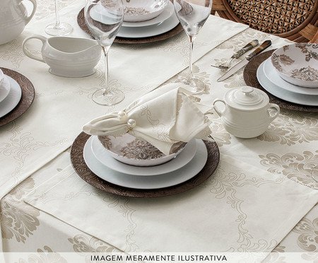 Caminho de Mesa Panamá Damask Off-White | Westwing