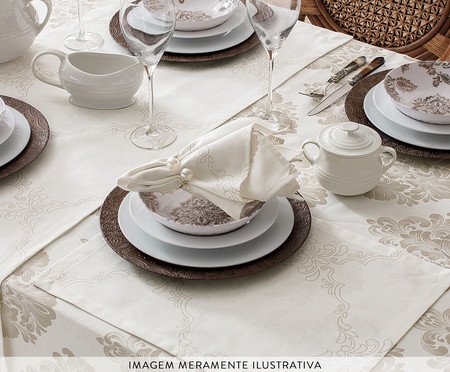 Caminho de Mesa Panamá Damask Off-White | Westwing
