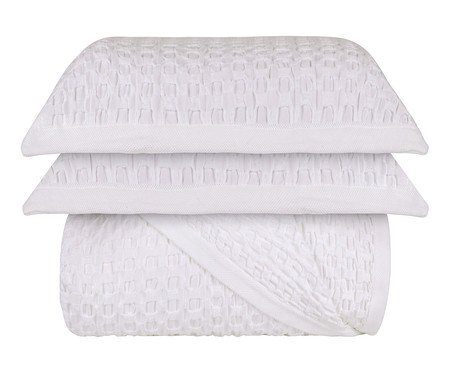 inativo_Jogo de Cobre-Leito Acetinado Jacquard Braga Branco 300 Fios - King Size | Westwing