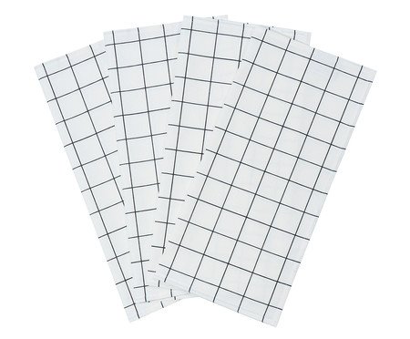 Jogo de Guardanapos Panama Grid Preto | Westwing