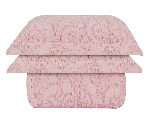 Jogo de Cobre-Leito Acetinado Jacquard Filigrana Rosa 300 Fios, multicolor | WestwingNow