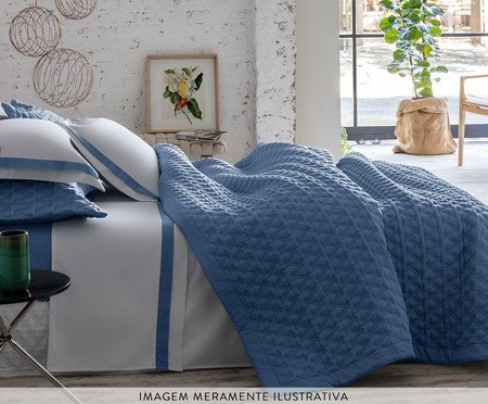 Jogo de Cobre-Leito Acetinado Matelassê St. Germain Índigo 300 Fios | Westwing